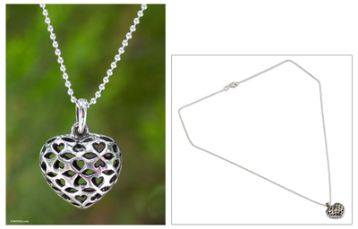 Sterling silver pendant necklace, 'Heart of the Forest' - Sterling silver pendant necklace