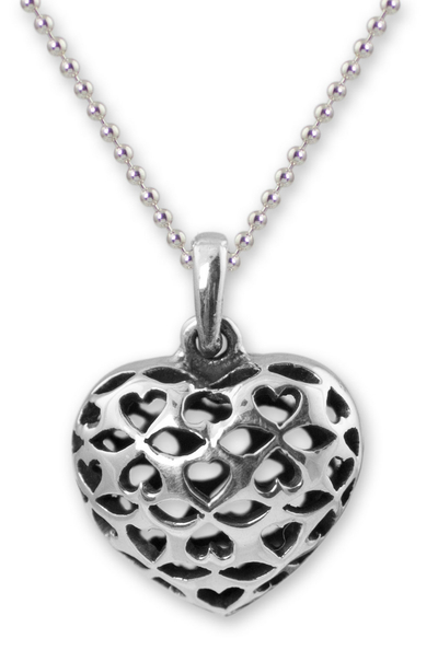 Sterling silver pendant necklace, 'Heart of the Forest' - Sterling silver pendant necklace