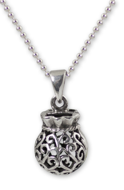 Sterling silver pendant necklace, 'Nature's Treasure' - Sterling silver pendant necklace