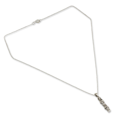 Anhänger-Halskette aus Sterlingsilber, 'Bambus Filigran', 'Bamboo Filigran - Anhänger-Halskette aus Sterlingsilber