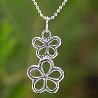 Sterling silver flower necklace, 'Loving You'