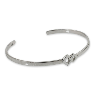 Sterling silver cuff bracelet, 'Hold My Hand' - Modern Sterling Silver Cuff Bracelet