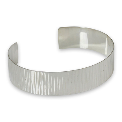 Sterling silver cuff bracelet, 'Rain Lines' - Sterling silver cuff bracelet