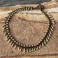 Brass beaded anklet, 'Sweet Charm'