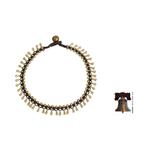 Brass beaded anklet, 'Sweet Charm' - Handmade Hill Tribe Brass Beaded Anklet