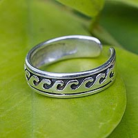 Sterling silver toe ring, 'Beach Beauty'