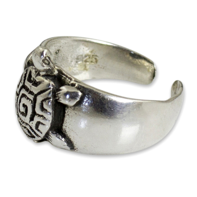Anillo de dedo de plata de primera ley - Anillo de dedo del pie de tortuga de plata de ley hecho a mano