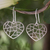 Sterling silver heart earrings, 'Paths of Love' - Sterling silver heart earrings (image 2) thumbail