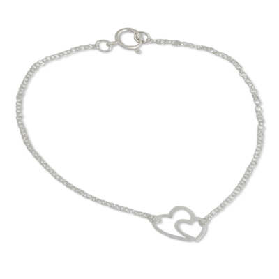 Sterling silver heart bracelet, 'Love Unites' - Sterling silver heart bracelet