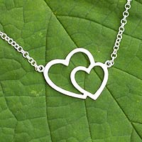 Sterling silver heart necklace, 'Love Unites'