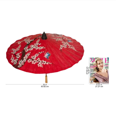 Saa paper parasol, 'Cherry Blossoms' - Thai Cherry Blossom Saa Paper and Bamboo Parasol