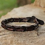 Pulsera de cuero trenzada única para hombres, 'Mundo'