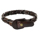 Men's leather wristband bracelet, 'World' - Men's Unique Braided Leather Bracelet