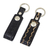 Leather key rings, 'Key to Success in Black' (pair) - Hand Tooled Black Leather Key Rings (Pair) thumbail