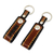 Leather key rings, 'Key to Success in Brown' (pair) - Hand Tooled Brown Leather Key Rings (Pair) (image 2a) thumbail
