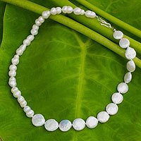 Cultured pearl strand necklace, 'Rising Lily' - Cultured pearl strand necklace