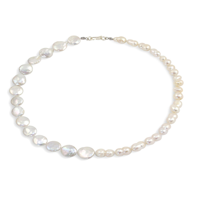 Cultured pearl strand necklace, 'Rising Lily' - Cultured pearl strand necklace