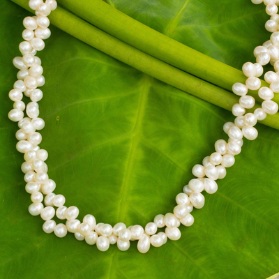 Cultured pearl strand necklace, 'White Peony' - Cultured pearl strand necklace