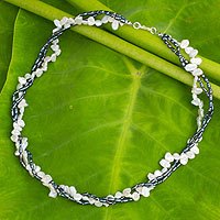 Cultured pearl strand necklace, 'Sweet Contrast'