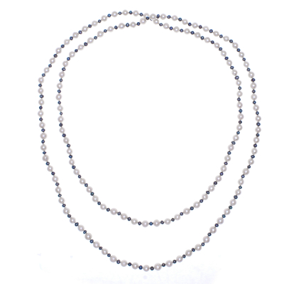 Cultured pearl long strand necklace, 'White Frost' - Cultured Pearl Necklace