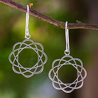 Sterling silver flower earrings, 'Blossoming Atoms' - Sterling silver flower earrings