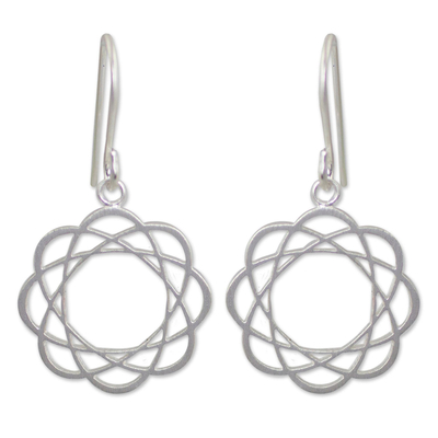 Sterling silver flower earrings, 'Blossoming Atoms' - Sterling silver flower earrings