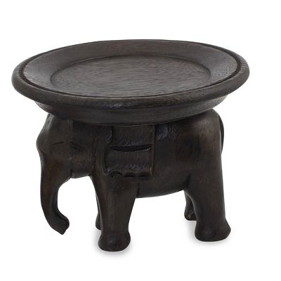Wood tray, 'Majestic Elephant' - Wood tray