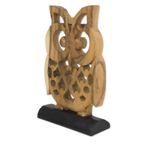 Wood sculpture, 'Adorable Owl' - Hand-carved Wood Sculpture