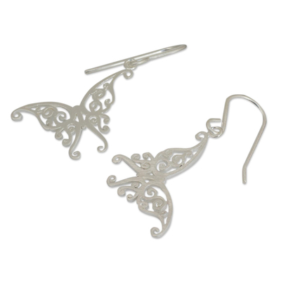 Pendientes colgantes de plata de ley - Pendientes de mariposa hechos a mano joyas de plata de primera ley
