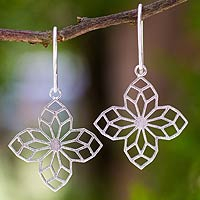 Pendientes de flores de plata de ley, 'Blossoming Stars' - Pendientes de plata de ley joyería hecha a mano de Tailandia