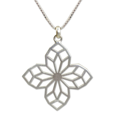 Sterling silver flower necklace, 'Blossoming Star' - Sterling Silver Necklace Handmade Jewelry