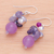 Cultured Pearl and amethyst cluster earrings, 'Sweet Lavender' - Handcrafted Pearl Amethyst Quartz Cluster Earrings