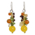 Garnet and carnelian cluster earrings, 'Sweet Tropics' - Handmade Garnet Carnelian Citrine Cluster Earrings thumbail