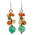 Cultured pearl and carnelian cluster earrings, 'Turning Leaves' - Handcrafted Pearl Carnelian Citrine Cluster Earrings thumbail