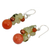 Cultured pearl and carnelian cluster earrings, 'Spicy Peach' - Handcrafted Pearl Carnelian Prehnite Cluster Earrings (image 2b) thumbail