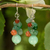 Cultured pearl and carnelian cluster earrings, 'Lemongrass' - Handcrafted Pearl Carnelian Quartz Cluster Earrings thumbail