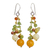 Cultured pearl and peridot beaded earrings, 'Citrus Party' - Pearl Peridot Quartz Cluster Earrings (image 2a) thumbail