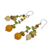 Cultured pearl and peridot beaded earrings, 'Citrus Party' - Pearl Peridot Quartz Cluster Earrings (image 2b) thumbail