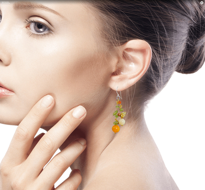 Ohrringe aus Zuchtperlen und Peridotperlen - Perlen-Peridot-Quarz-Cluster-Ohrringe