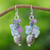 Cultured pearl and aquamarine cluster earrings, 'Clover' - Pearl Aquamarine Quartz Cluster Earrings thumbail