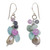 Cultured pearl and aquamarine cluster earrings, 'Clover' - Pearl Aquamarine Quartz Cluster Earrings