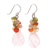 Rose quartz and peridot cluster earrings, 'Tropical Garden' - Quartz Carnelian Citrine Cluster Earrings (image 2a) thumbail