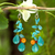 Beaded earrings, 'Tropical Sea' - Unique Turquoise coloured Handcrafted Earrings with Carnelia thumbail