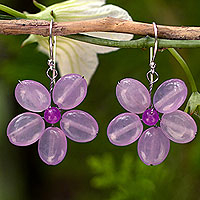 Dangle earrings, Lilac Chang Mai Flower