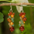 Pearl and carnelian beaded earrings, 'Golden Vines' - Thailand Yellow Pearl Carnelian Quartz Cluster Earrings thumbail
