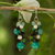 Cultured pearl cluster earrings, 'Verdant Vineyard' - Thai Pearl Green Agate Quartz Cluster Earrings thumbail