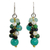 Cultured pearl cluster earrings, 'Verdant Vineyard' - Thai Pearl Green Agate Quartz Cluster Earrings thumbail