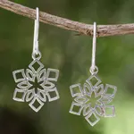 Sterling silver dangle earrings, 'Blossoming Snowflakes' - Artisan Jewelry Women's Sterling Silver Earrings