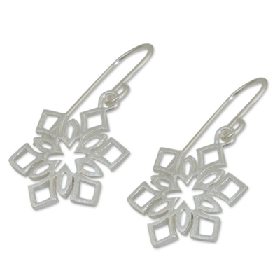 Sterling silver dangle earrings, 'Blossoming Snowflakes' - Artisan Jewelry Women's Sterling Silver Earrings