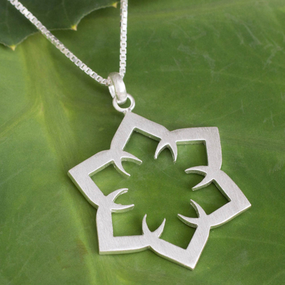 Sterling silver flower necklace, 'Lotus Mirage' - Sterling Silver Necklace Floral Jewelry from Thailand